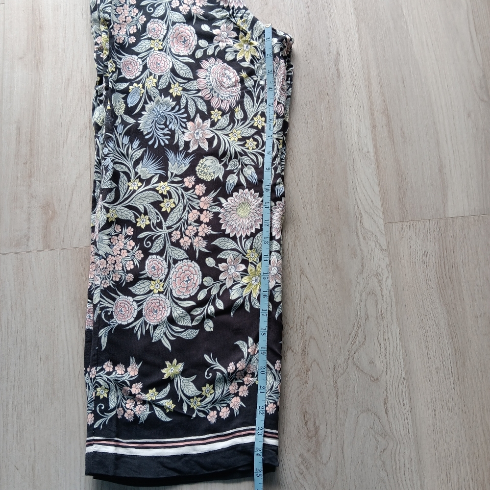 Loft Wide Leg Flowy Pants Drawstring Floral Navy Blue Pink Yellow White Small - Picture 6 of 10